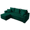 ECKSOFA Luis mit Schlaffunktion Flaschengrün Samt - Dunkelgrün/Silberfarben, Kunststoff/Textil (148/238cm) - Bromarkt