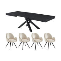 SET aus ausziehbarem Tisch und Stuhl - > 12 -Sitzer - MDF - schwarz - CATONAV - Schwarz, Holz (240/75/90cm) - Vente-Unique