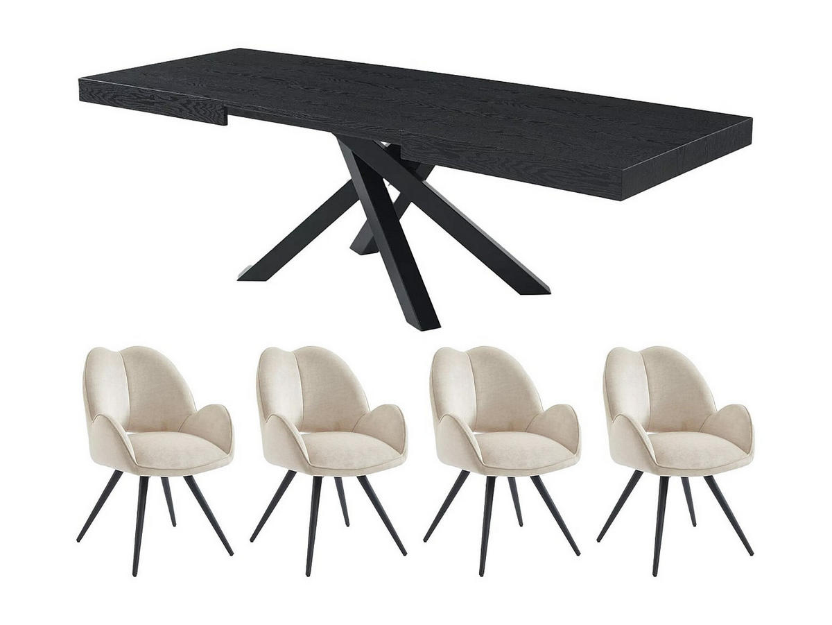 SET aus ausziehbarem Tisch und Stuhl - > 12 -Sitzer - MDF - schwarz - CATONAV - Schwarz, Holz (240/75/90cm) - Vente-Unique