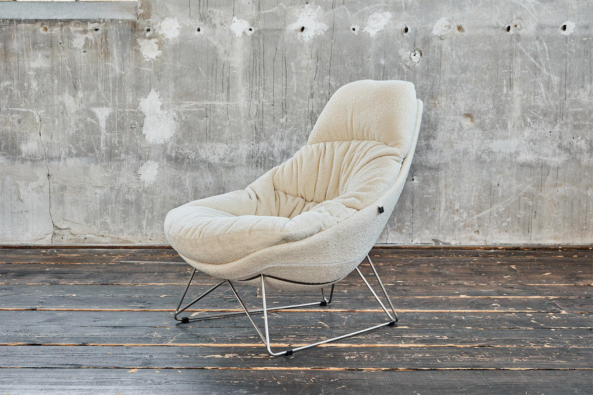 RELAXSESSEL AVON Beige Webstoff - Beige/Silberfarben, Textil/Metall (78/93/105cm) - KAWOLA