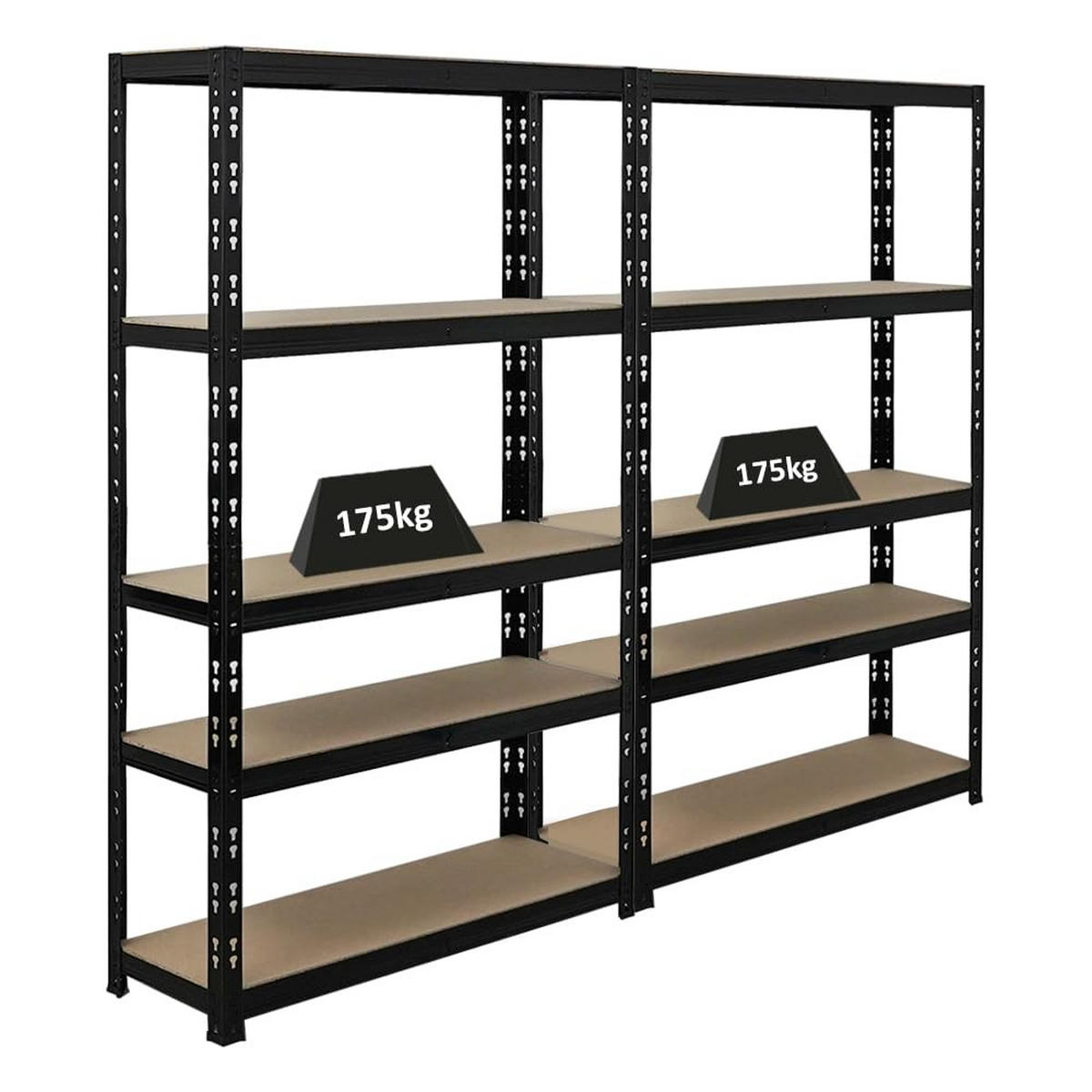 SCHWERLASTREGAL Apollo 2er-Set mit 2x 150x90x30 cm Fachlast 175 kg Schwarz - Schwarz, Metall (180/150/30cm) - PROREGAL
