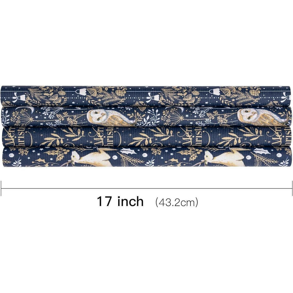 GESCHENKPAPIER 4 Rollen Set Kraftpapier Weihnachtsmotive 43,2 cm x 3 m - Multicolor, Papier (4/44/15cm)