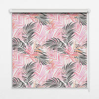 VNÚTORNÁ roleta - okenná roleta - roleta - 100x100 cm - Ružové a čierne listy - pink, plast (100/100/0.5cm) - TULUP