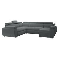 WOHNLANDSCHAFT Boston U, Seite: Rechts - 2R+R+2P+LC - Chromfarben/Grau, Holz/Textil (325/98/260cm) - MIRJAN24