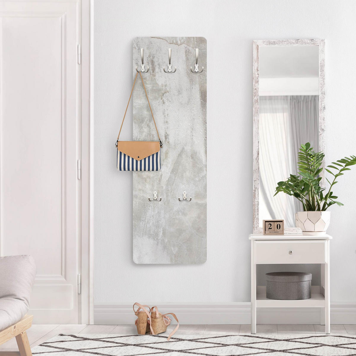 WANDGARDEROBE - Shabby Betonwand gespachtelt 34/105 cm - Beige, Holzwerkstoff (34/105/1.6cm) - Bilderwelten