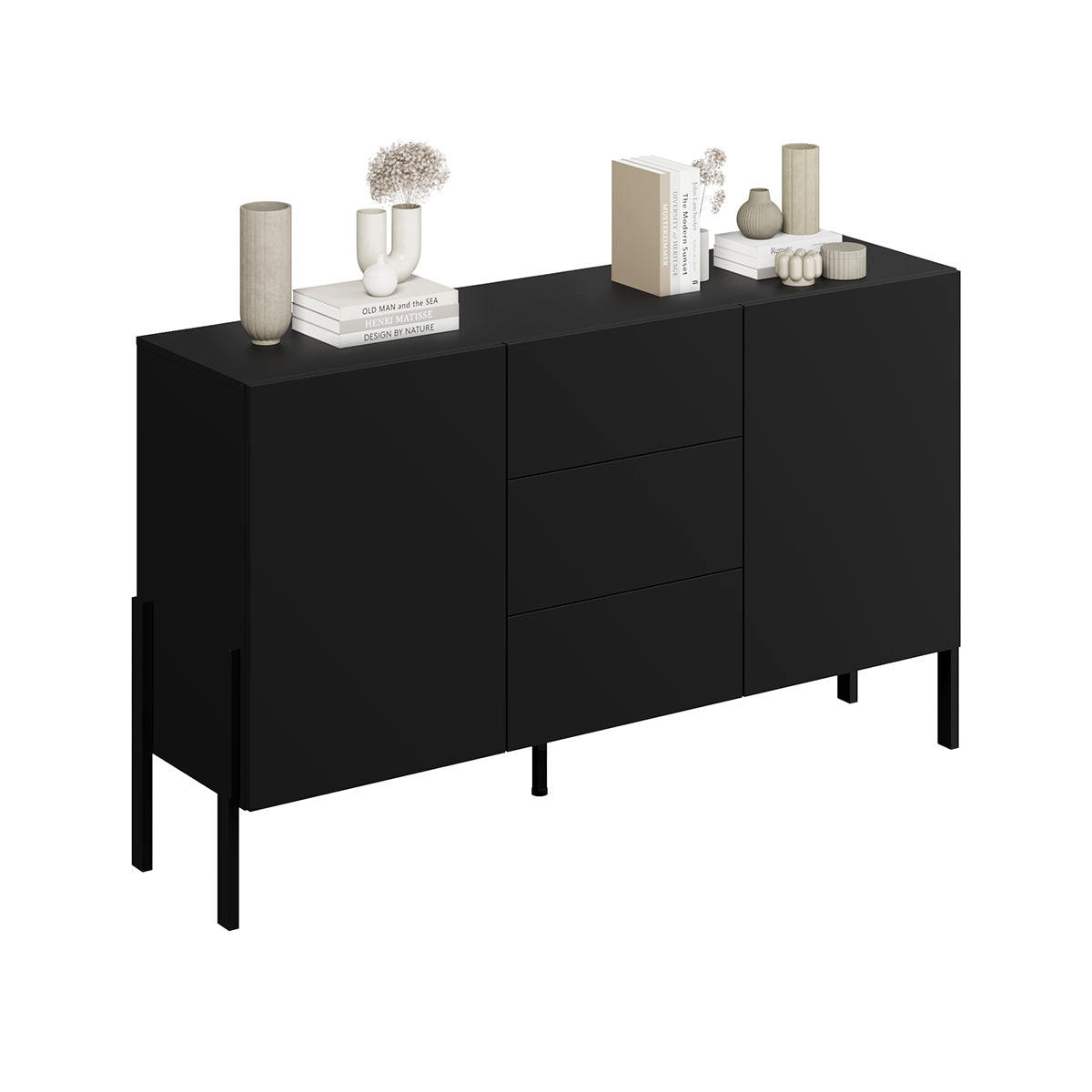 SIDEBOARD Bérénice Černá - černá, kompozitní dřevo (154/90/40cm) - Petits-meubles