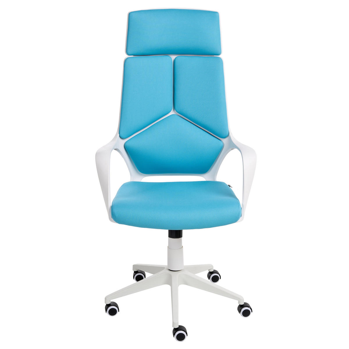 BÜROSTUHL Blau Delight - Blau/Weiß, Textil (64/116/64cm) - Beliani