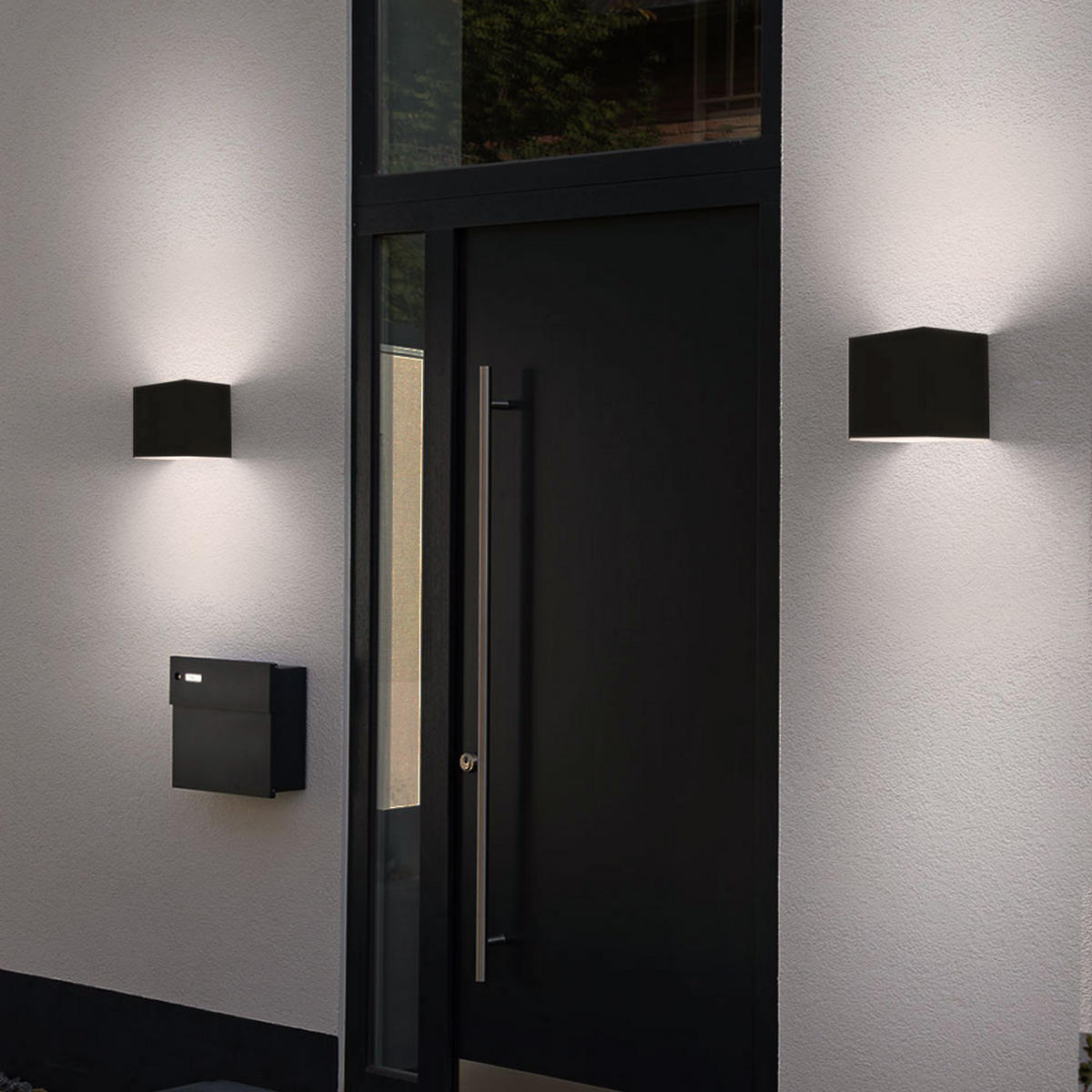 LED AUSSEN-WANDLEUCHTE Schwarz - Schwarz, Metall (10/10/10cm)
