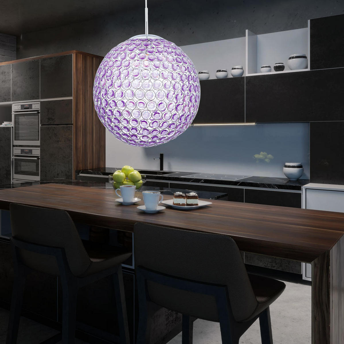 LED HÄNGELEUCHTE Acryl Kristall Lila - Lila, Metall (40/40/165cm) - Globo Lighting