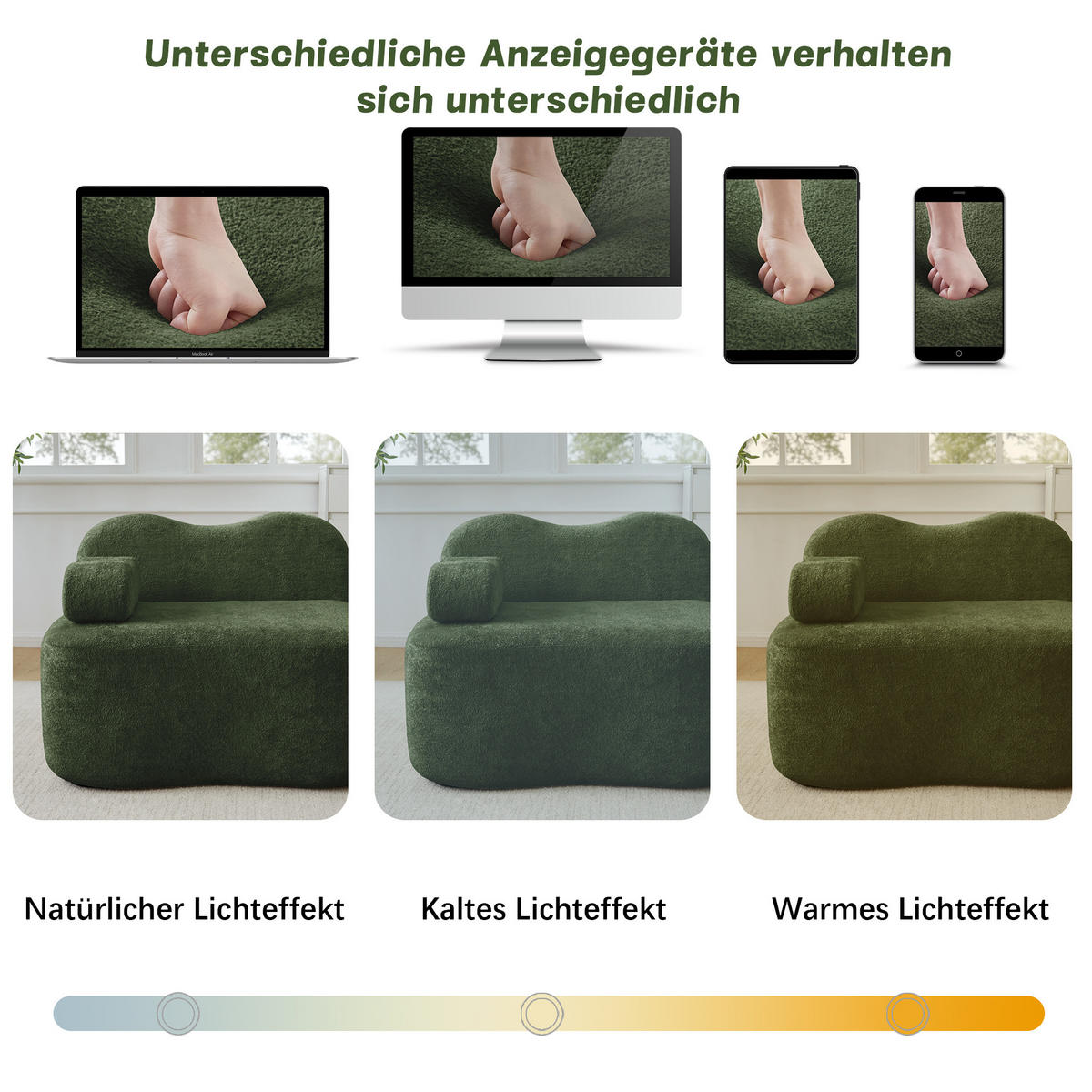 SOFA modular in Wellenform Samt Grün - Grün, Holzwerkstoff (98/70/192cm) - Meubliv