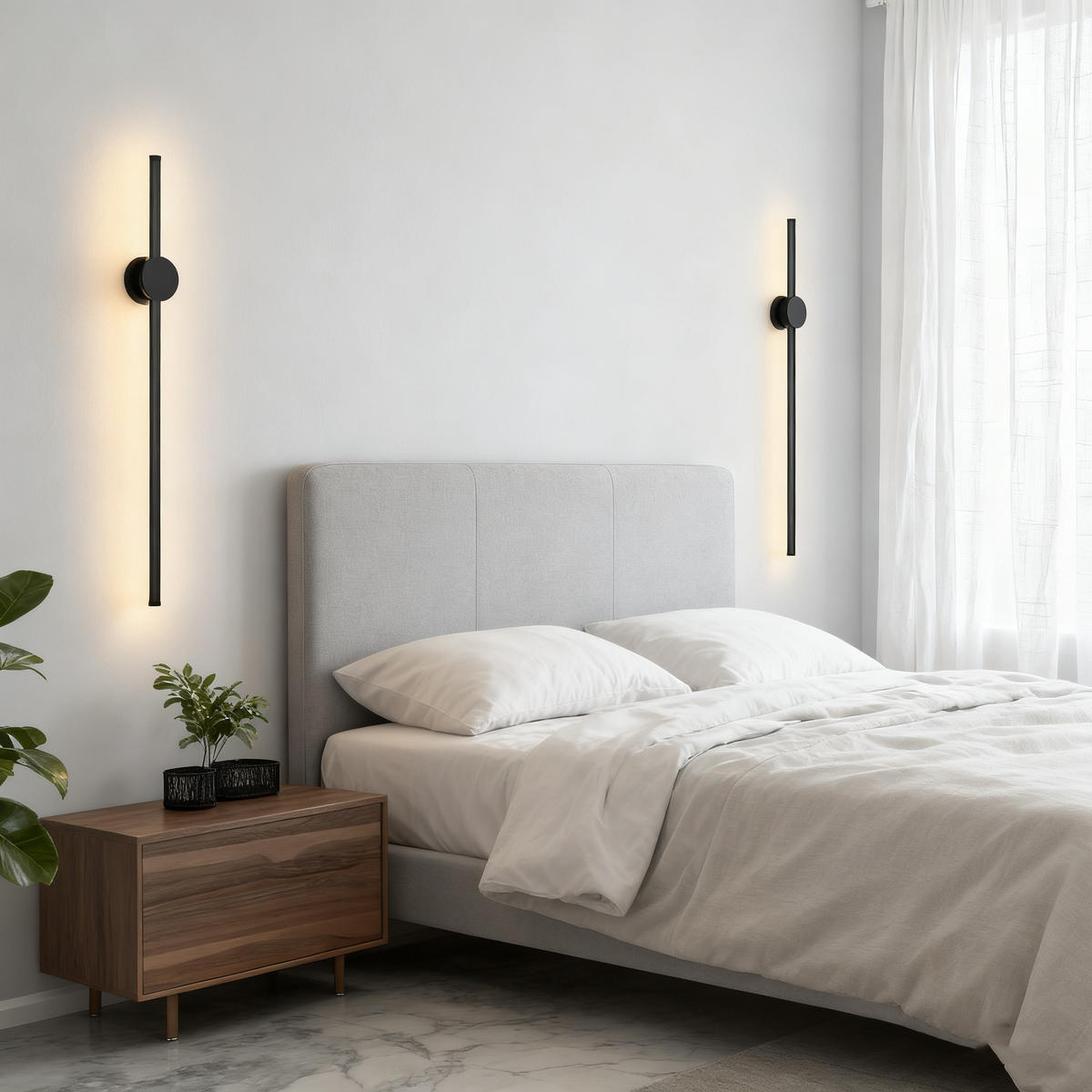LED nástěnné světlo Yau 60/10/6cm - černá, kov (10/6/60cm) - Nettlife