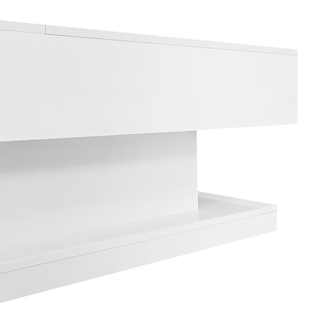 COUCHTISCH in Weiß Hochglanz-Lift-Teetisch mit LED-Beleuchtung für Wohnzimmer, B100/T50/H45cm - Weiß, Holzwerkstoff/Metall (50/100/45cm) - STILVORA
