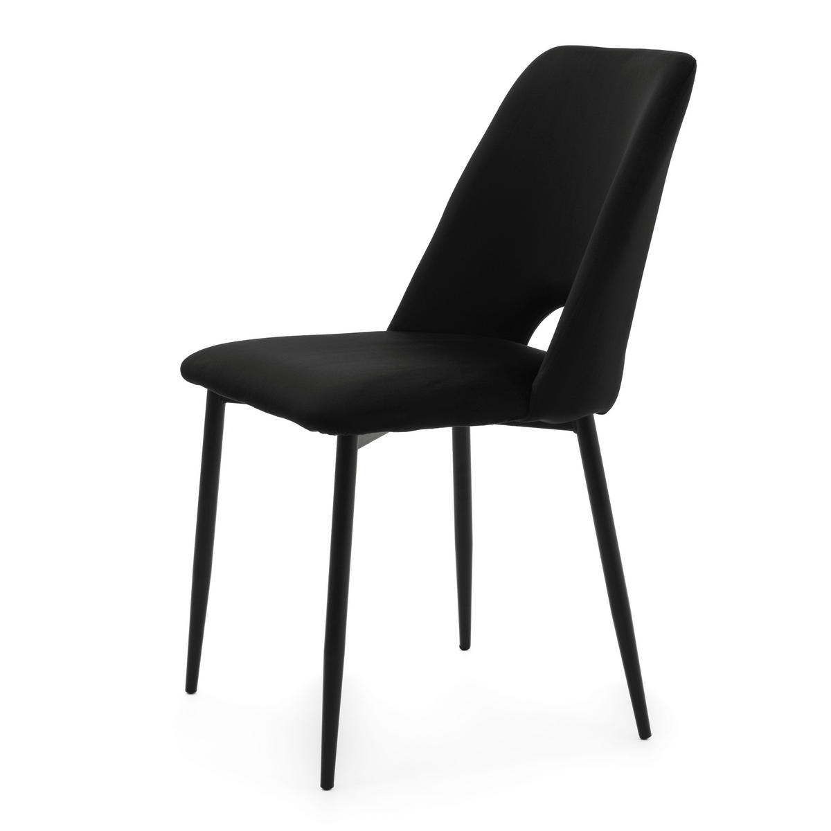 STUHL ORO gepolsterter mit Steppung - schwarz - Samt Velour - Schwarz, Textil/Metall (47/91/55cm) - NEW HOME