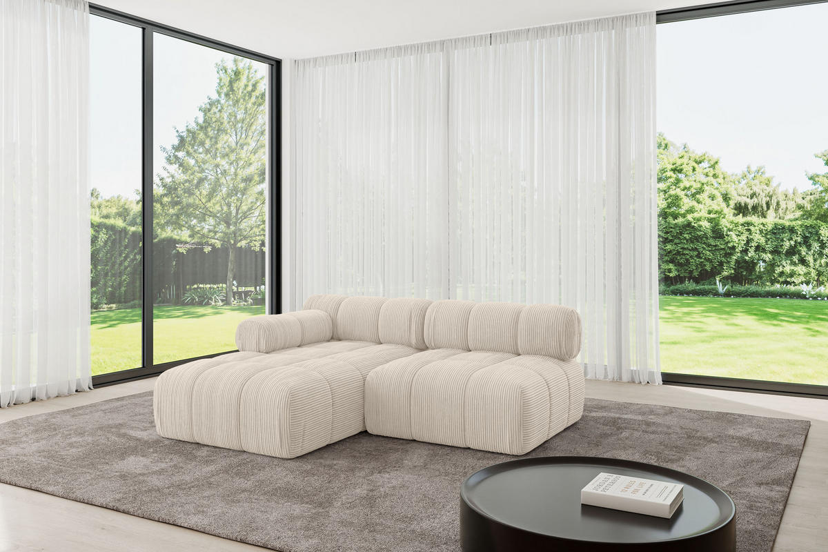 ECKSOFA modulares Sofa Razon-L1 - 190x160x70 cm Beige Cord - Beige, Holzwerkstoff/Textil (190/160cm) - ALTDECOR