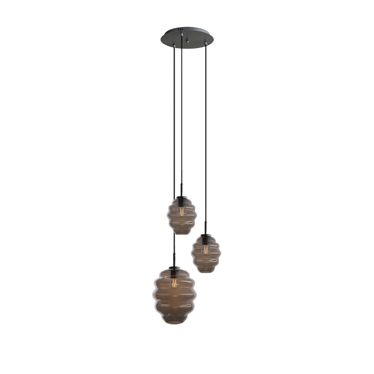 GALERIELEUCHTE Echos 3-flammig Rauch Ø 18/25cm - Anthrazit/Schwarz, Glas (18/18/20cm) - s.luce