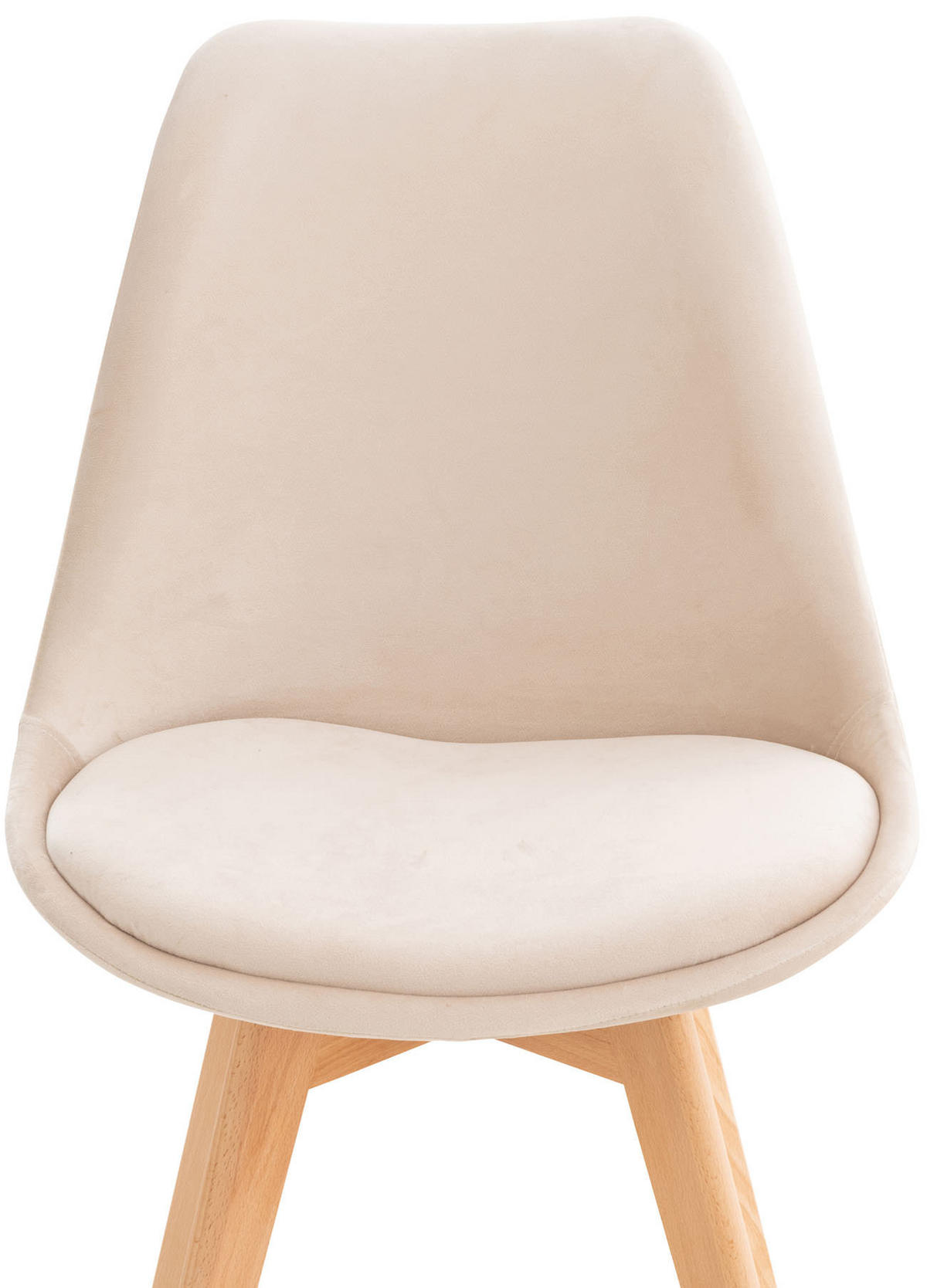 STUHL Samt beige - Eukalyptusholzfarben/Beige, Holz/Textil (49/83/50cm) - CLP