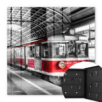 SCHLÜSSELBOX Schwarz 30x30 cm- Türöffnung nach rechts - Eisenbahnsymmetrie - Schwarz, Metall (30/30/5cm) - TULUP