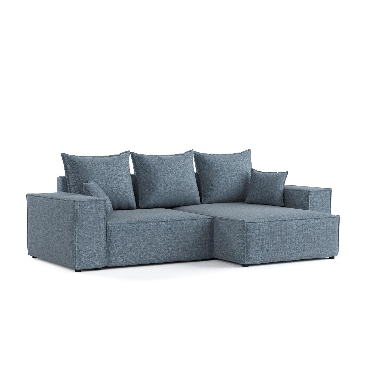 ECKSOFA SENSO mit Schlaffunktion Blaugrau im City Stoff - Blaugrau/Schwarz, Holz/Holzwerkstoff (255/148cm) - AltaBeds