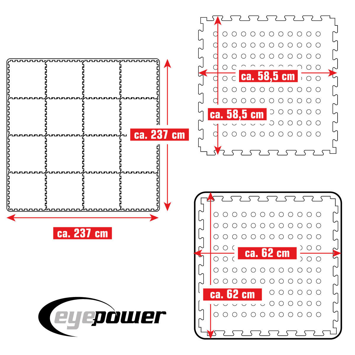 POOLMATTEN 5,6m² 16 EVA Matten 62 cm Blau - Blau, Kunststoff (62/62cm) - eyepower