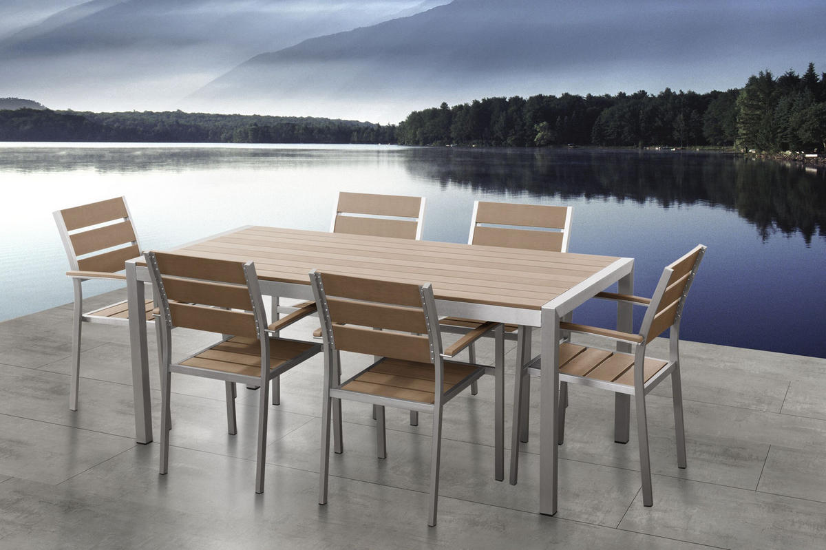 GARTENSTUHL 6er-Set Kunstholz braun Vernio - Braun, Kunststoff (54/88/57cm) - Beliani