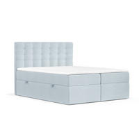 BOXBETT Sansa Hellblau 120/200 cm mit Taschenmatratze und Topper - Schwarz/Hellblau, Holz/Holzwerkstoff (120/200cm) - Maison de Reve