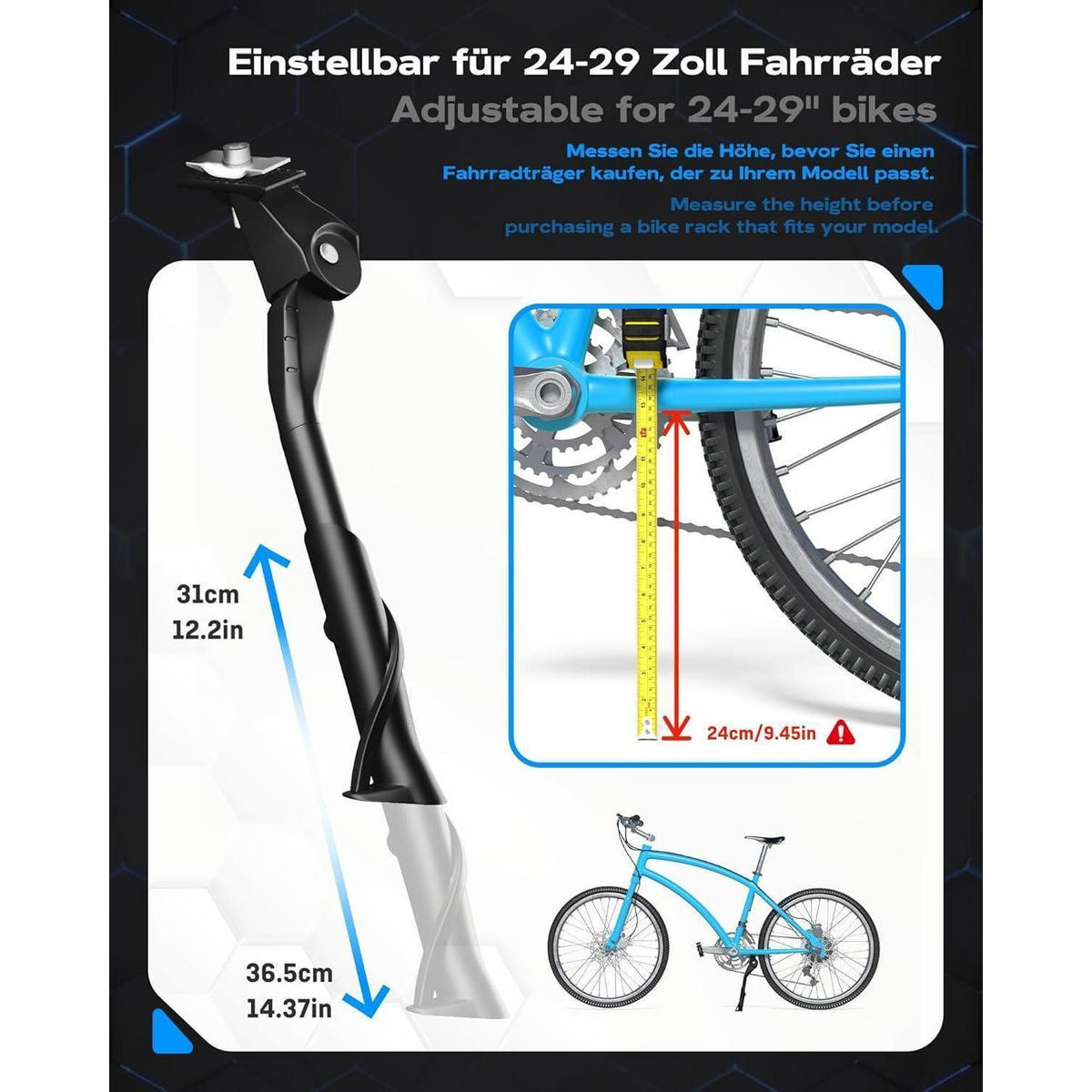FAHRRADSTÄNDER als höhenverstellbarer Mittelständer, schwarz - Schwarz, Metall (32/6.7/380cm)