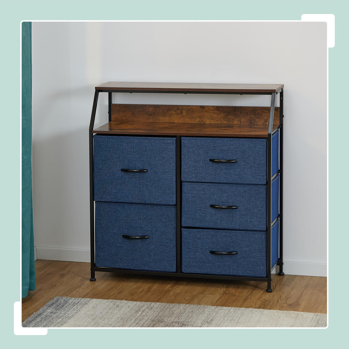 KOMMODE - Multicolor/Schwarz, Holz/Holzwerkstoff (84/87/30cm) - Relaxdays
