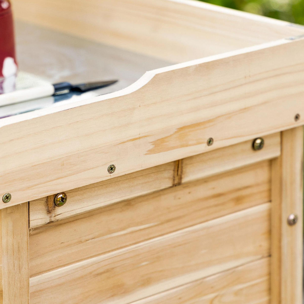 GARTENSCHRANK aus Massivholz 83x40x92 cm Natur mit Arbeitsplatte - Naturfarben, Holz (40/92/83cm) - Modfu