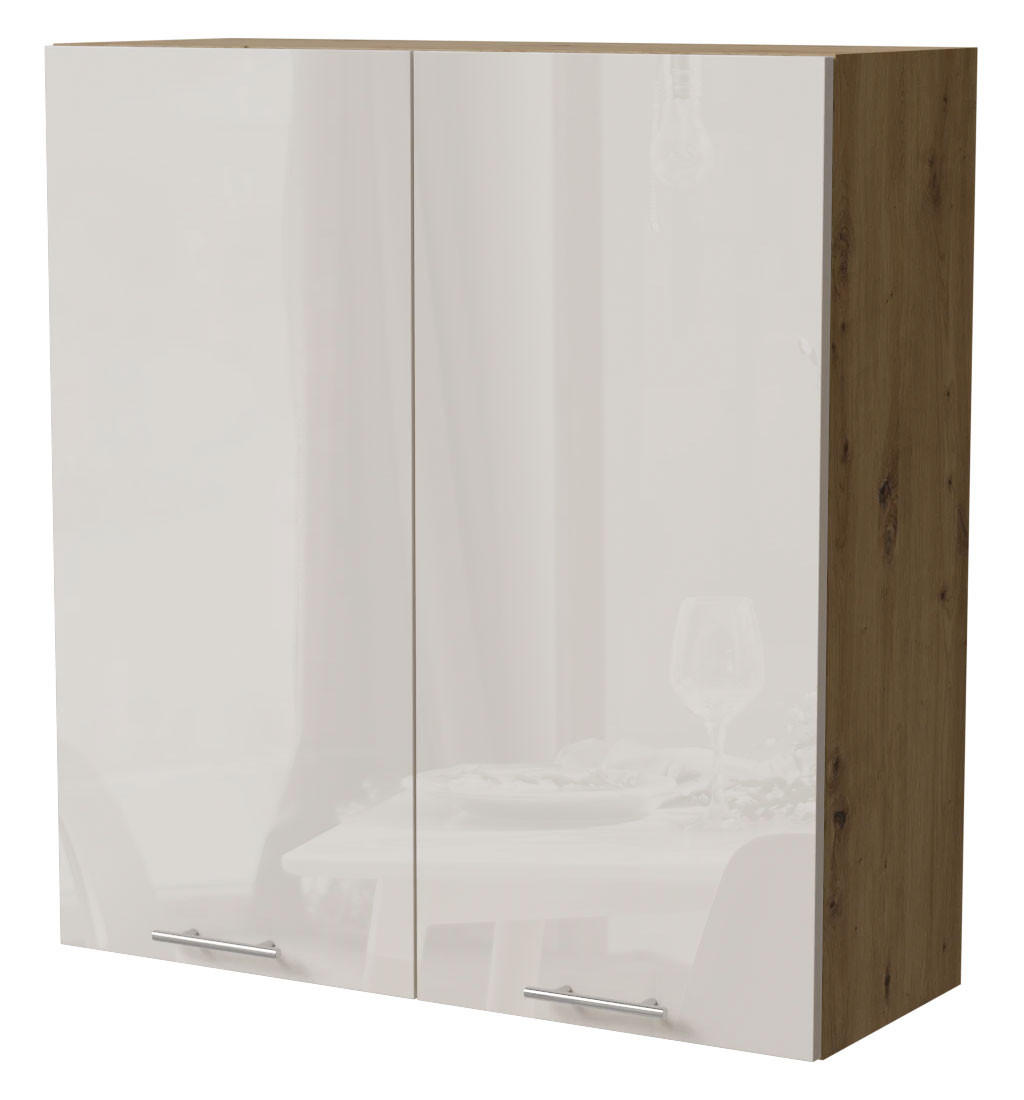 HÄNGESCHRANK Brerra W4/90 Eiche Artisan / RAL 9001 creme Hochglanz 90 / 32,5 / 96cm - Creme/Eiche Artisan, Holz/Holzwerkstoff (90/96/32.5cm) - Feldmann-Wohnen