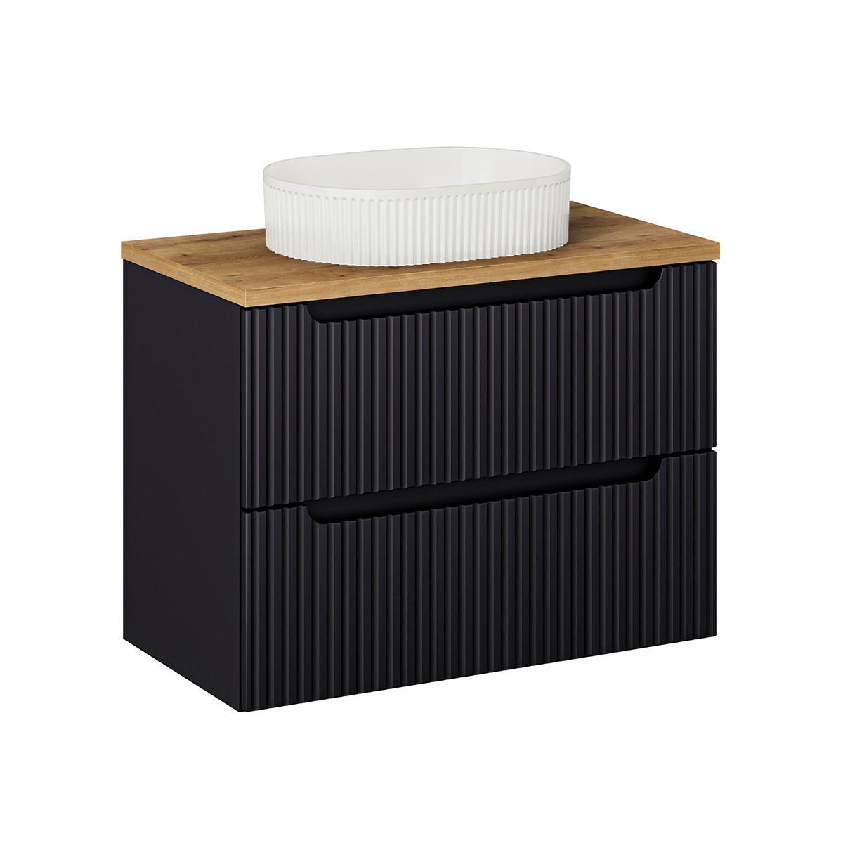 WASCHTISCH 80.4cm Riva Schwarz und Holz - Schwarz, Holzwerkstoff (80.4/59/40cm) - Petits-meubles