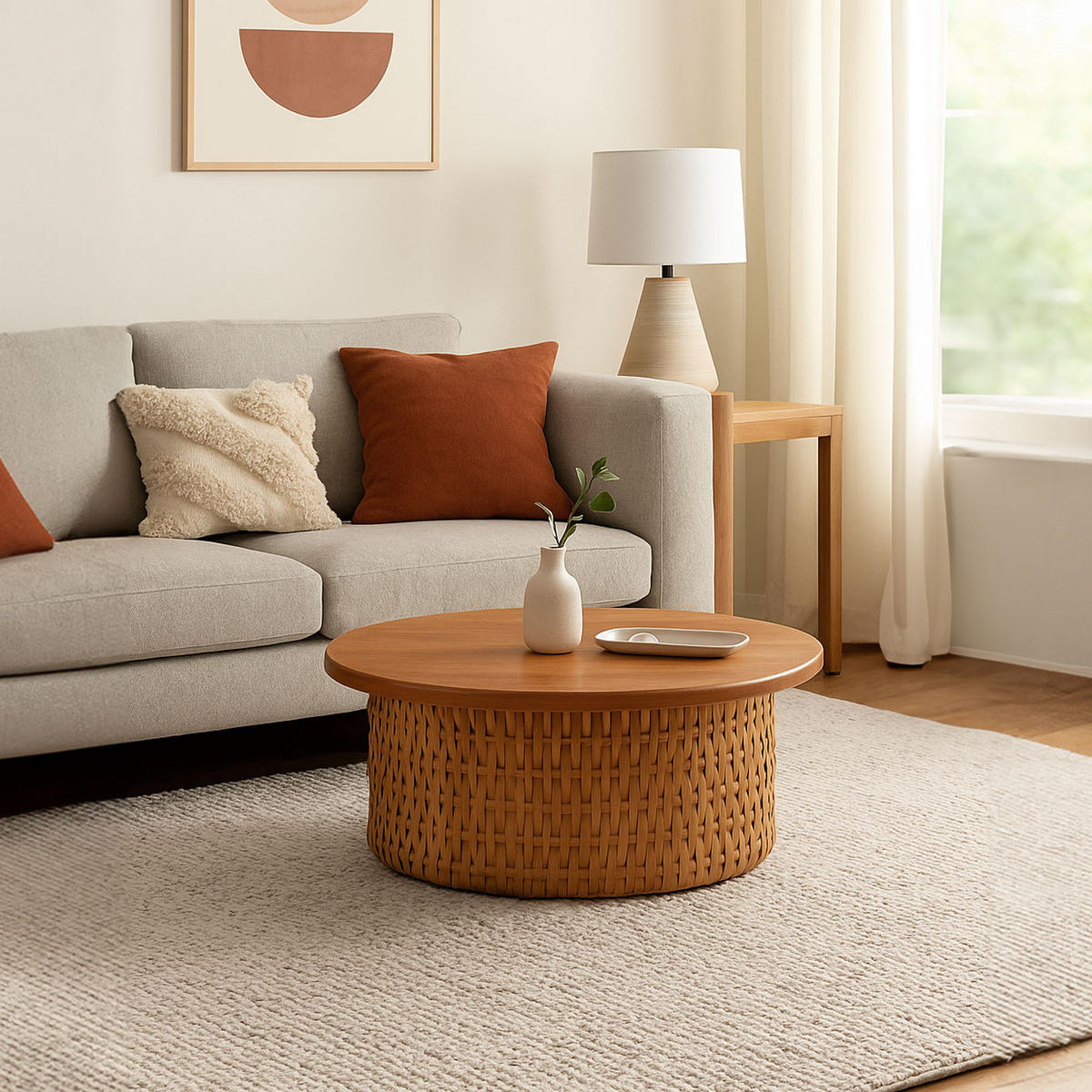 OKROGLA MIZA ZA DNEVNO SOBO Rjava - rjava, les (75/75/36cm) - MCW