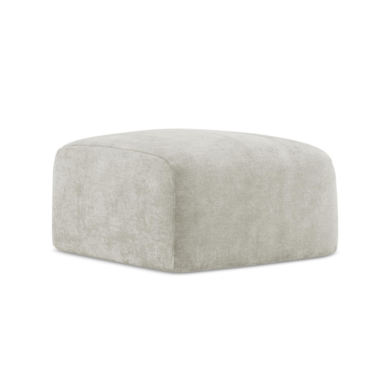 POUF Chenille Stoff Creme - Perlmutt/Schwarz, Holzwerkstoff/Kunststoff (65/40/65cm) - LaMiaSofa