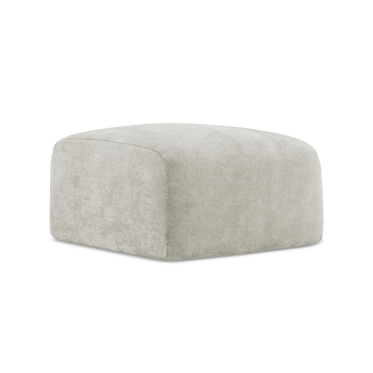 POUF Chenille Stoff Creme - Perlmutt/Schwarz, Holzwerkstoff/Kunststoff (65/40/65cm) - LaMiaSofa