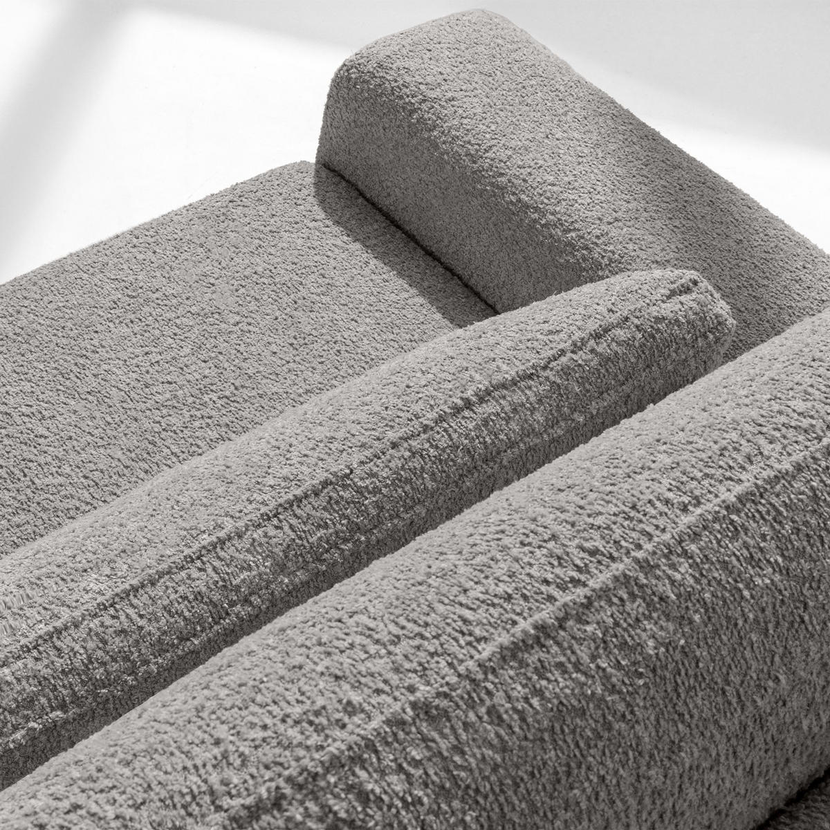 3-SITZER SCHLAFSOFA MOLLIS, Bouclé, Stahl - Edelstahlfarben, Holz/Holzwerkstoff (250/93/108cm) - KONSIMO®
