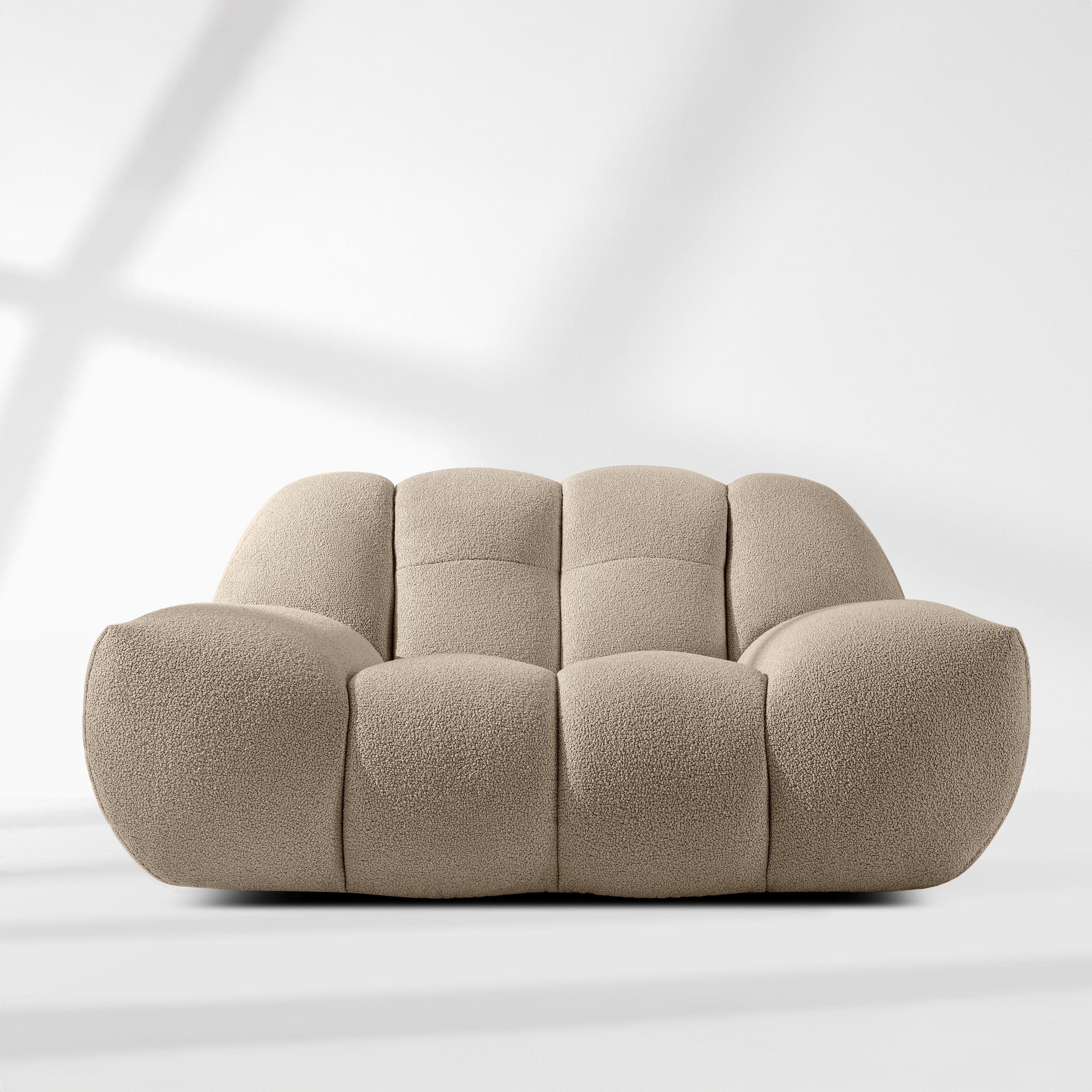 SESSEL VENA Bouclé, Beige - Beige, Holz/Textil (135/72/105cm) - KONSIMO®