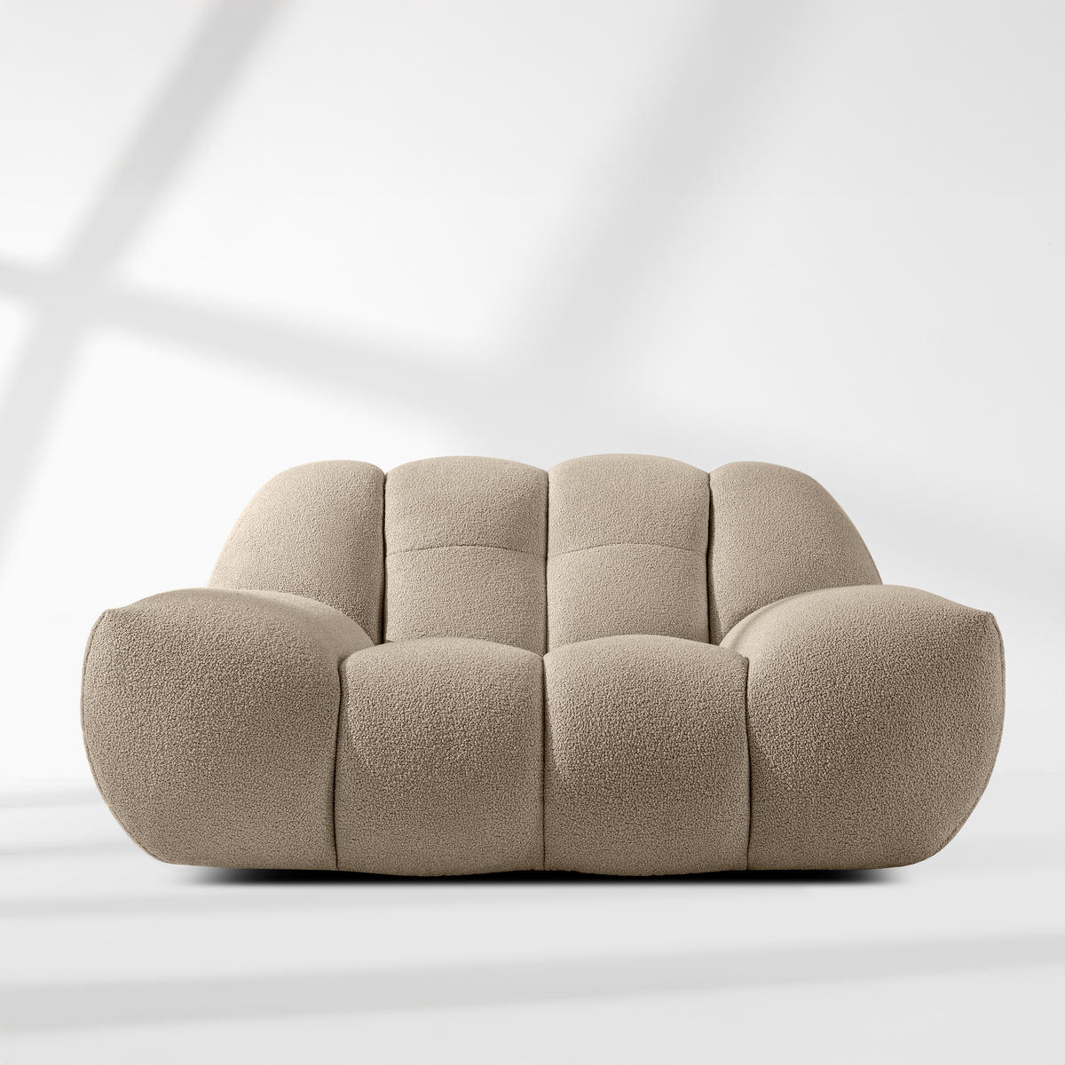 SESSEL VENA Bouclé, Beige - Beige, Holz/Textil (135/72/105cm) - KONSIMO®