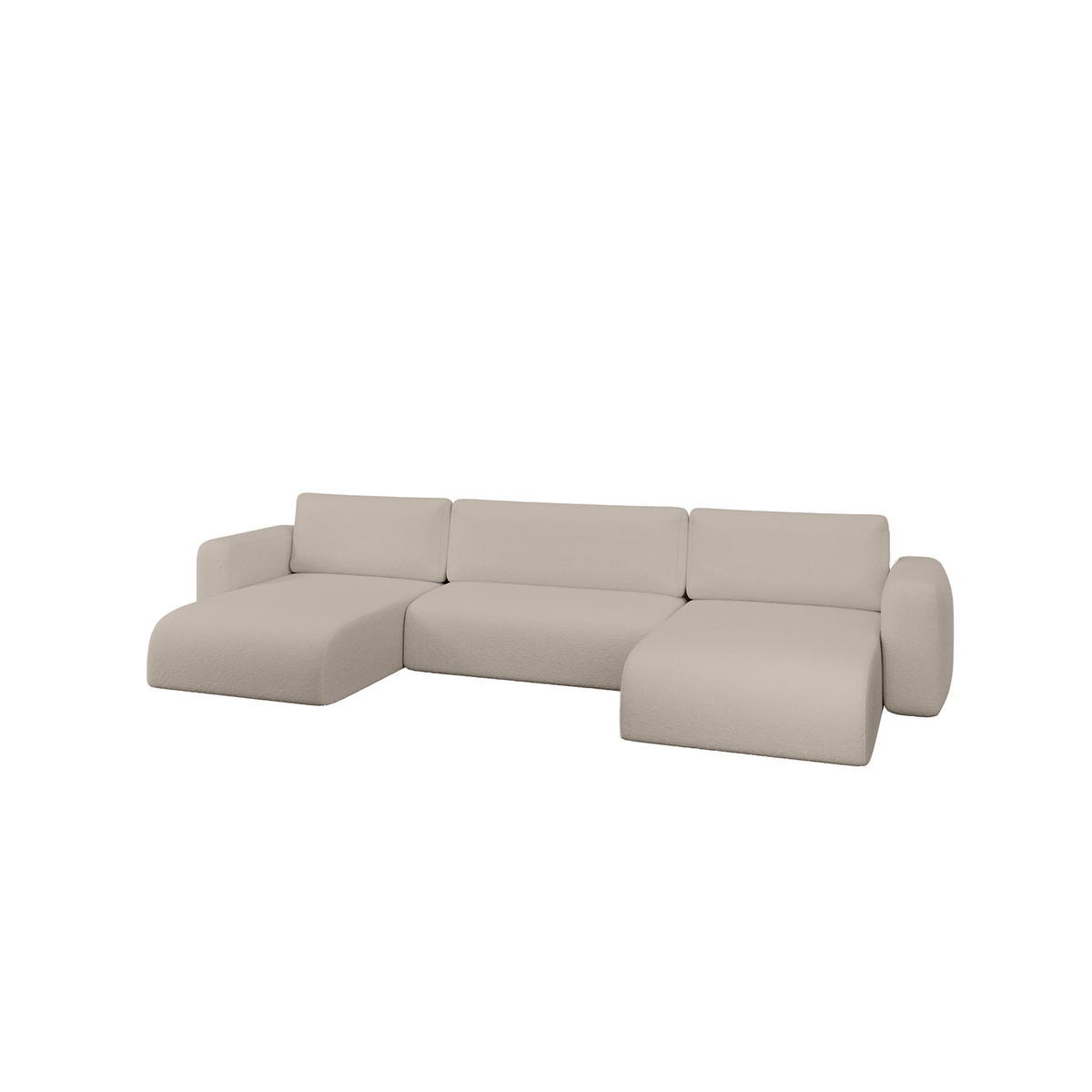 WOHNLANDSCHAFT TALW U mit Schlaffunktion, Beige - Ecru, Textil (398/185cm) - Fedve