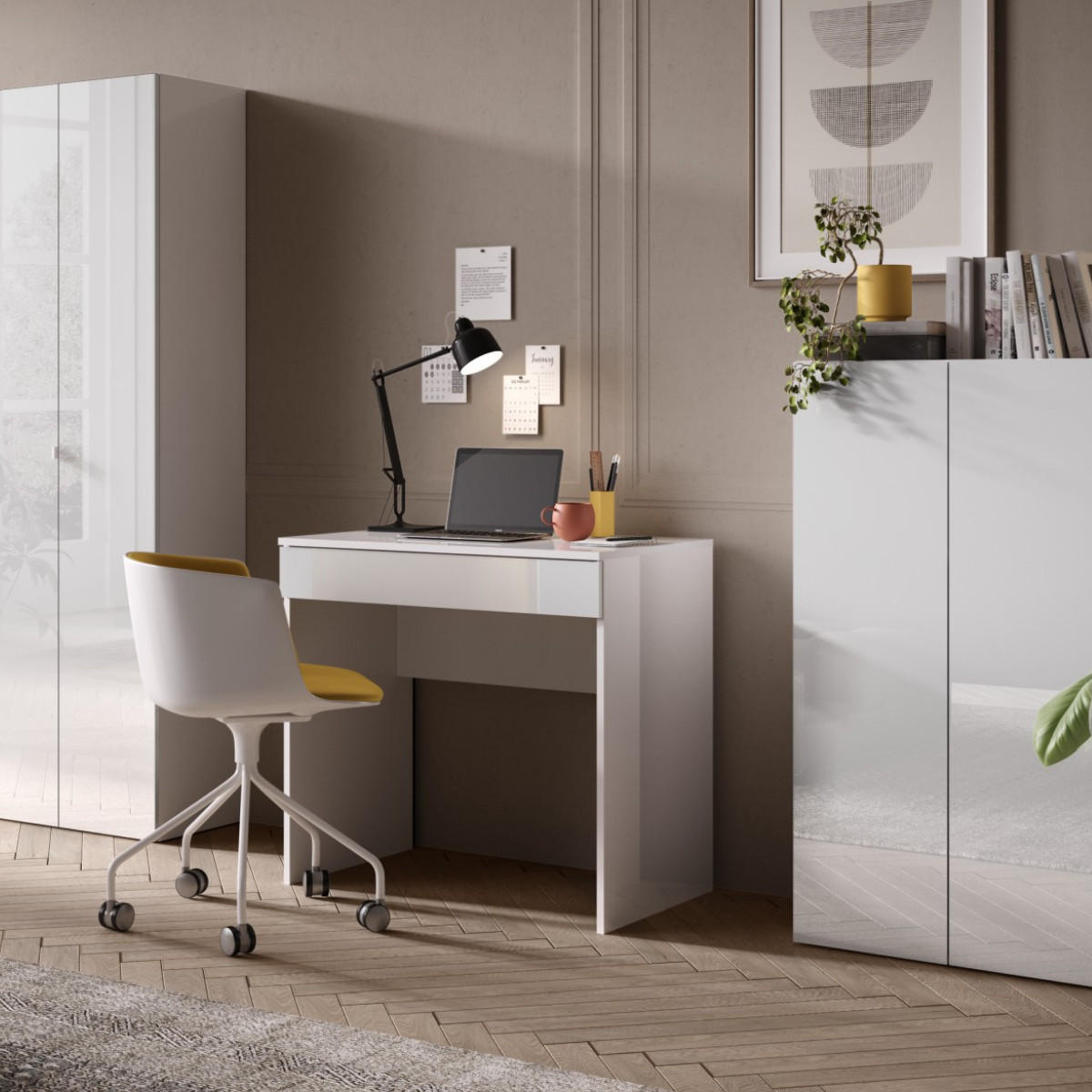 SCHREIBTISCH mit 1 großen Schublade weiß 110/50/76 cm - Weiß, Holzwerkstoff (56.2/50/76cm) - Calicosy