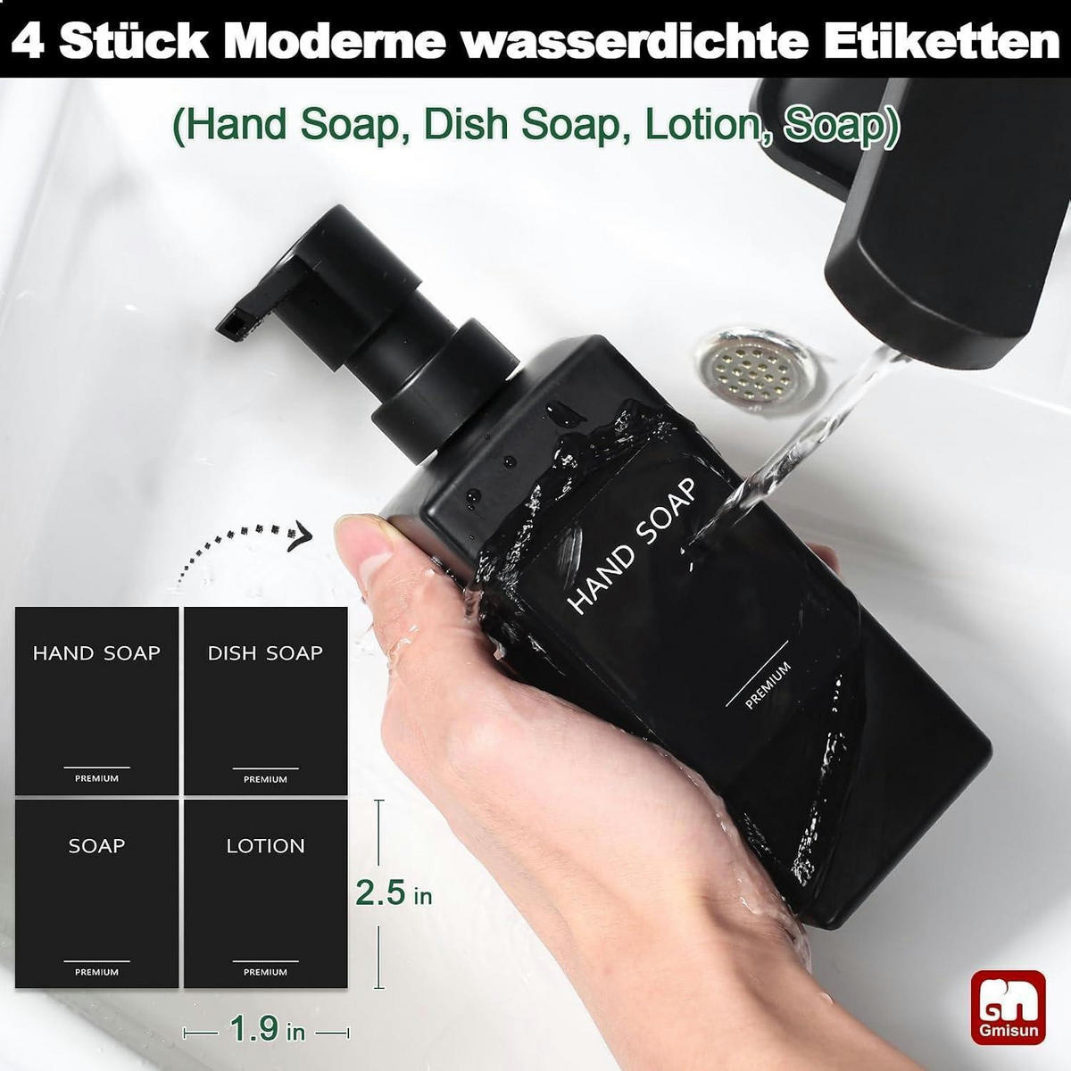 SEIFENSPENDER 2-teiliges Set Glas Schwarz 350 ml - Schwarz, Glas (18.5/5.7/5.7cm)