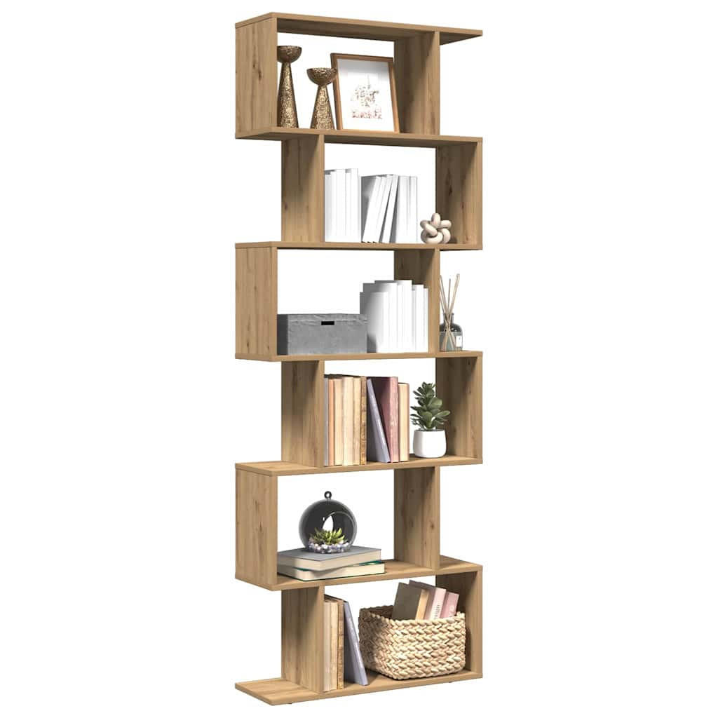 BÜCHERREGAL mit 6 Ebenen 70/24/193 cm aus Holzwerkstoff Etagen Artisan-Eiche Dekor - Eiche Artisan, Holz (70/193/24cm) - vidaXL