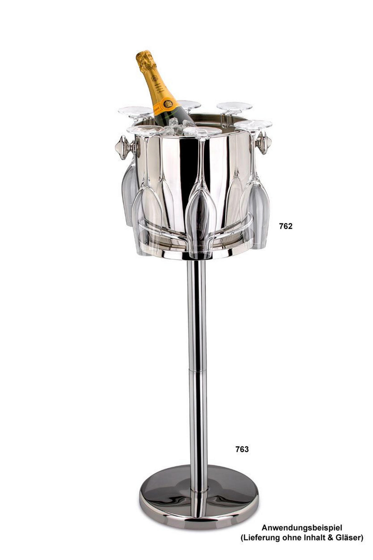 CHAMPAGNER-/FLASCHENKÜHLER Ständer (H) 66 x (Ø-oben) 24 cm - Silberfarben, Paraffin (24/66cm) - Hermann Bauer jun. Kollektion GmbH