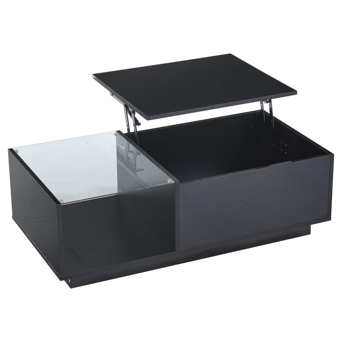 COUCHTISCH DE-208 LED Hochglanz Weiß/Schwarz - Schwarz, Holzwerkstoff (50/100/47cm) - ComfortXL