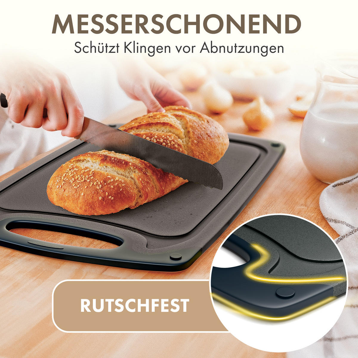 SCHNEIDEBRETT 3er Set Dunkelgrau - Dunkelgrau, Kunststoff (25/0.75cm) - Blumtal