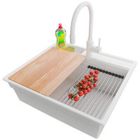 GRANITSPÜLE Oslo Pocket, 2-er set Weiß 58/53 cm 1 Becken + Küchenarmatur 38/14 cm + Ablauf-Set + Küchenzubehörset ab 60er Unterschrank - Chromfarben/Beige, Kunststoff (58/20/53cm) - Primagran