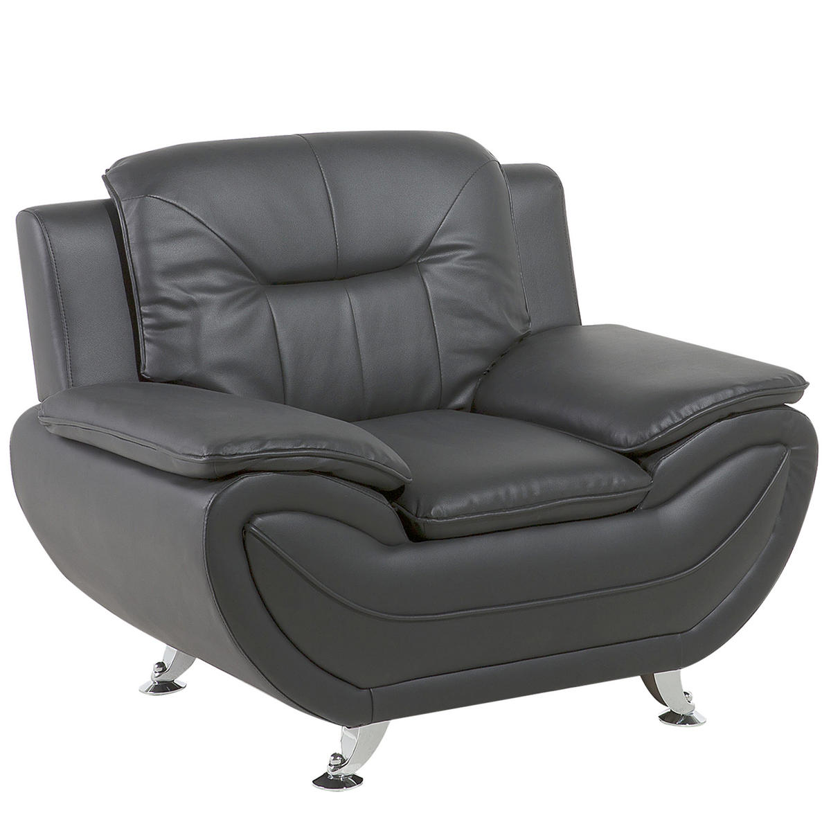 SESSEL Kunstleder Grau Leira - Grau, Kunststoff/Textil (113/88/86cm) - Beliani