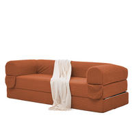 SCHLAFSOFA in Orange aus Cord mit bodennaher Konstruktion - Orange, Textil/Metall (190/45/78cm) - CHICFURN