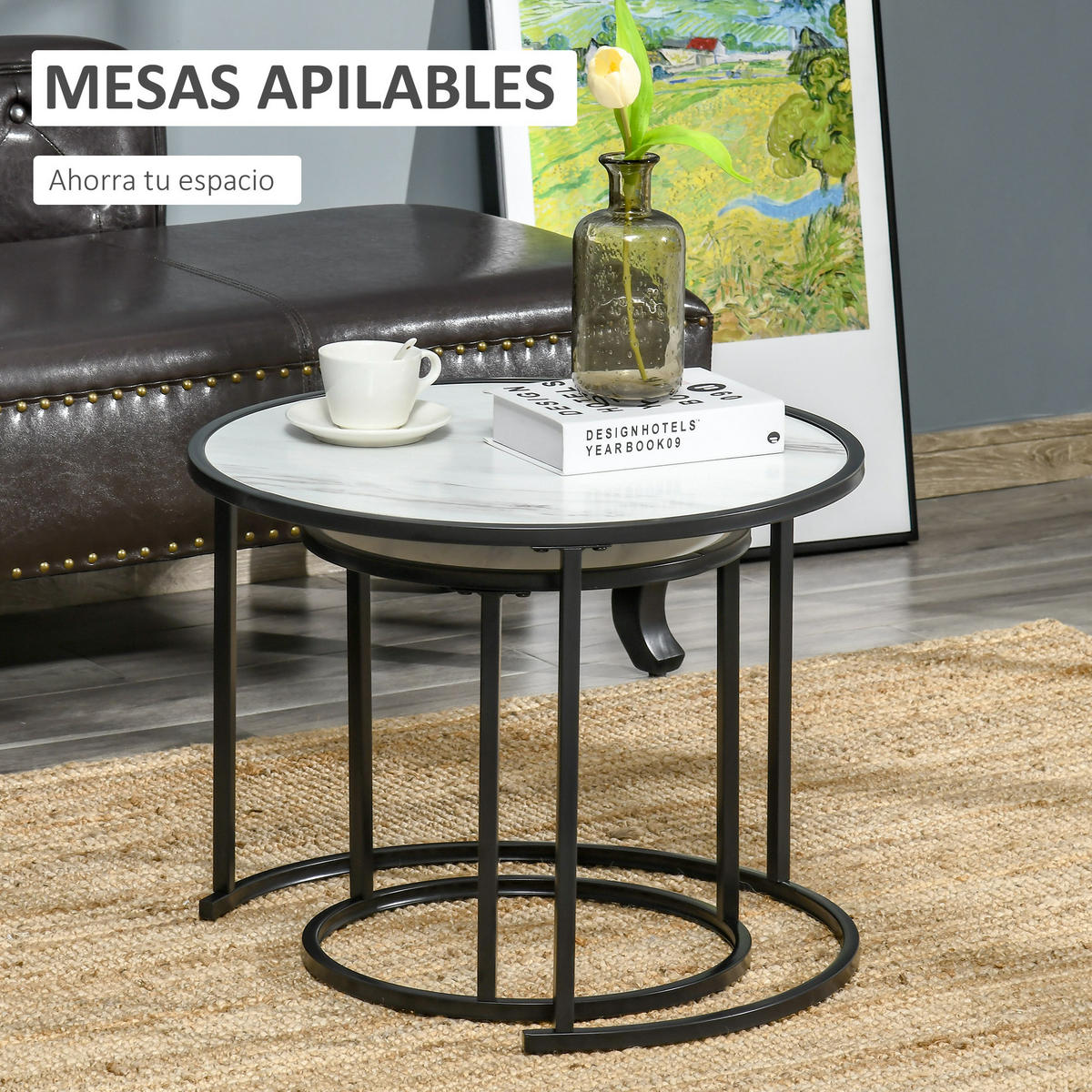 BEISTELLTISCH Weiß 2 Stück - Weiß, Naturmaterialien (60/60/46cm) - GiPP