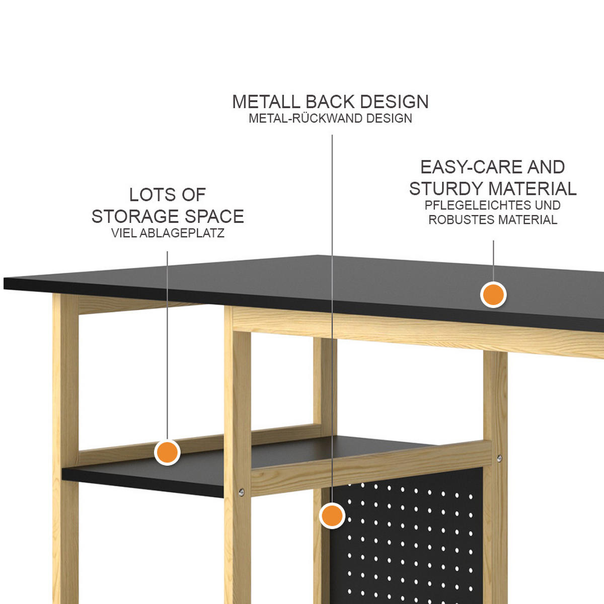 STŮL Elvia Černá - černá, kompozitní dřevo (60/120/75cm) - Vicco