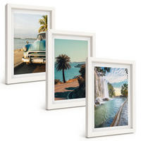 BILDER SET 3er Set - 20x30 cm Weißer Rahmen - Urlaub Palmen Wasserfall - Weiß, Kunststoff (20/30cm) - TULUP