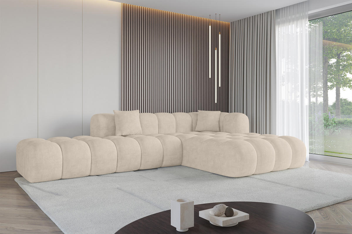 ECKSOFA Ottomane Rechts OLEA-L2 - 289x176x71 cm Taupe - Taupe/Schwarz, Holzwerkstoff/Kunststoff (289/176cm) - ALTDECOR